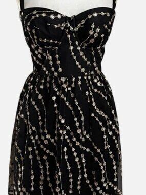 Moda International Black Mini Dress with Cream Accents